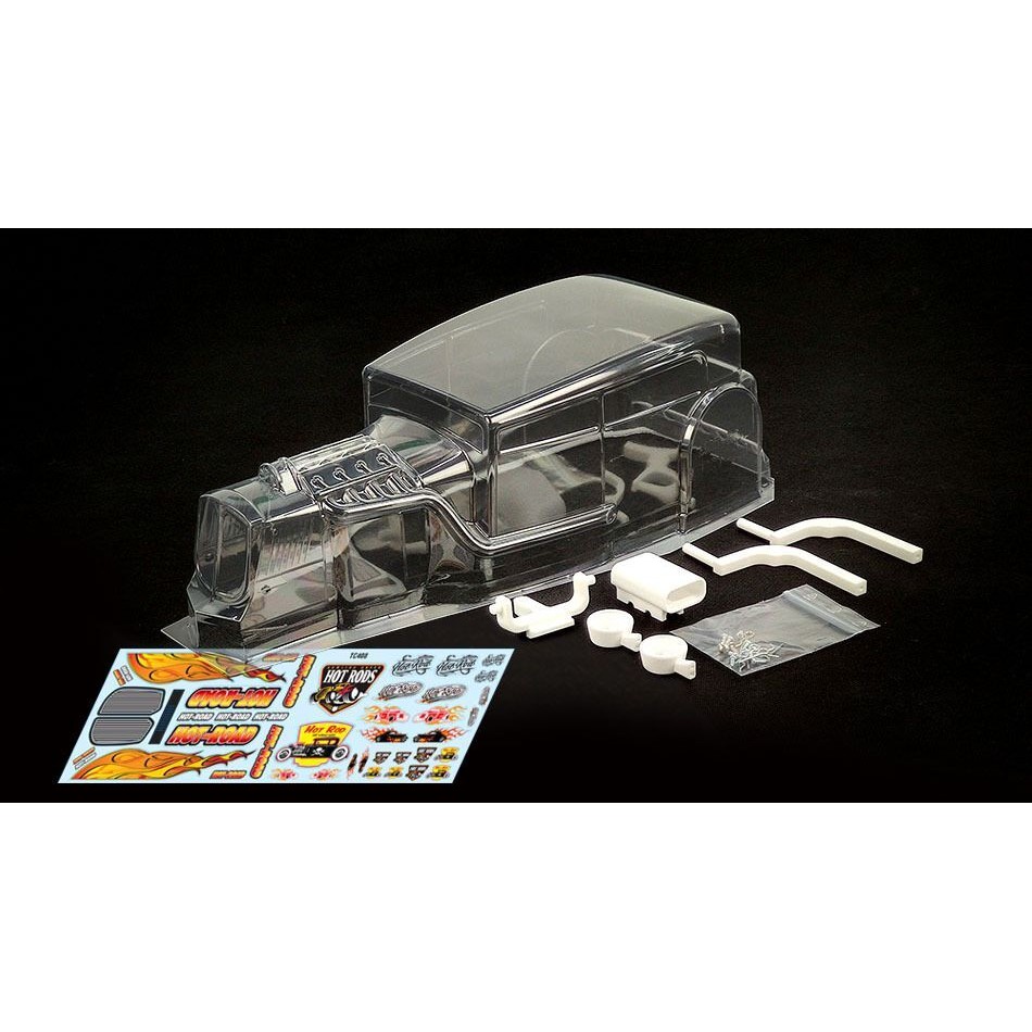 TC408 1/10 F1 Hot Rod เปลือกรถ PC โปร่งใสพร้อมคอลัมน์เปลือกรถการพิมพ์ 3D/ไฟรถยนต์/บูสเตอร์