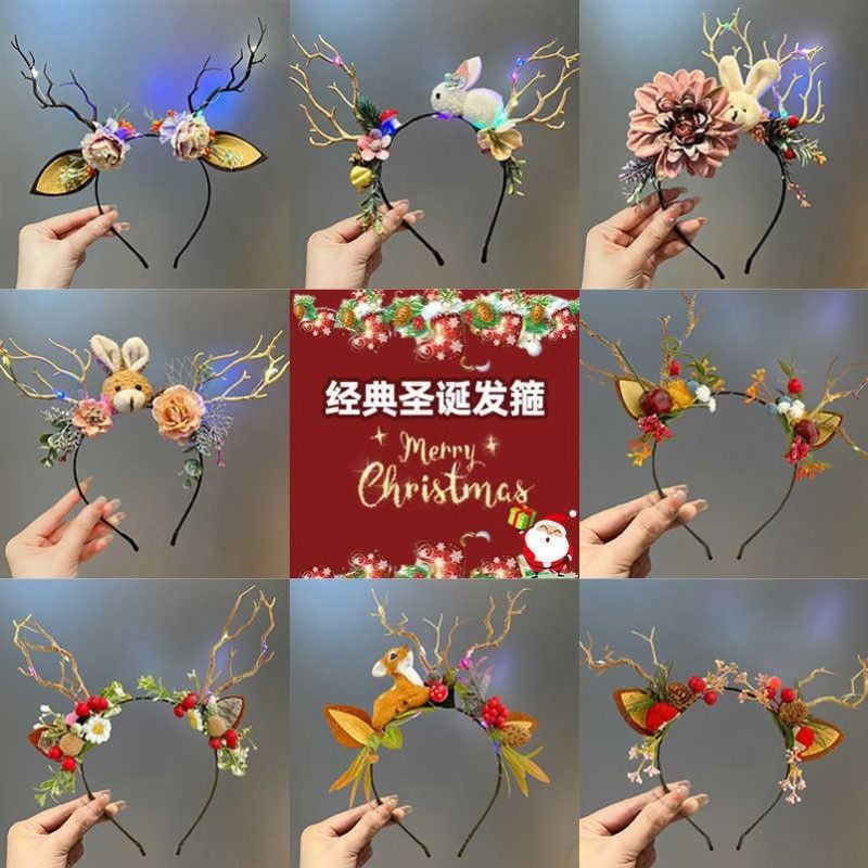 ที่คาดผมคริสต์มาส Mori สไตล์ Antlers Hairpin Headwear แต่งตัวเครื่องประดับคริสต์มาสของขวัญแถบคาดศีรษะอุปกรณ์เสริมผมแถบคาดศีรษะคริสต์มาส