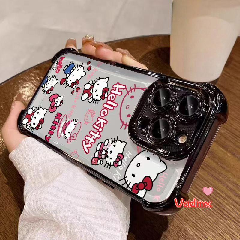การ์ตูนน่ารัก HelloKitty เคสโทรศัพท์สําหรับ Vivo IQOO Z9 Turbo Z9X Neo 9 8 Pro Z7i Y51 2020 Y33S Y75 5G ปกอ่อนชุบกันกระแทกปลอกใส - รูปที่ 2