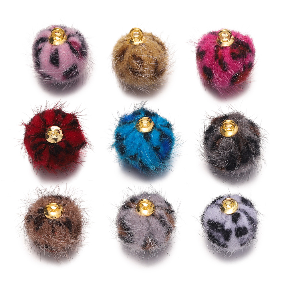 St.kunkka 17 มม.เสือดาวพิมพ์จี้ Plush Ball ลูกปัด DIY ต่างหูสร้อยคอจี้อุปกรณ์เสริมเสื้อผ้า