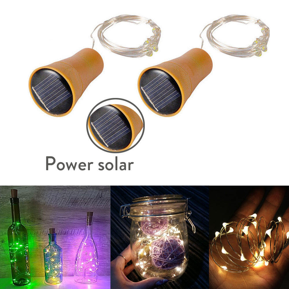 Bia พลังงานแสงอาทิตย์ 3M 30LED ขวดไวน์ไฟ Cork Shape Fairy ไฟ Garland ไฟคริสต์มาสทองแดงลวด Home Room ไฟตกแต่ง