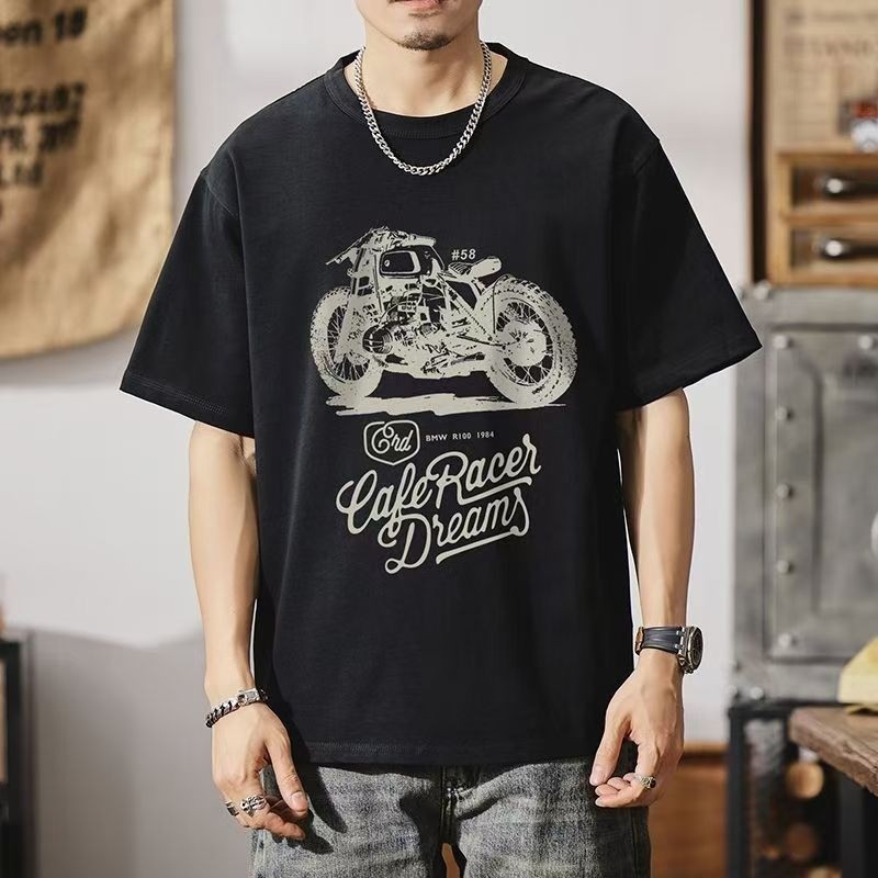 (จัดส่งตลอด 24 ชั่วโมง)Woo Right รถจักรยานยนต์T-Shirt เสื้อยืดพิมพ์ลาย ผู้ช ายและผู้หญิง 1051