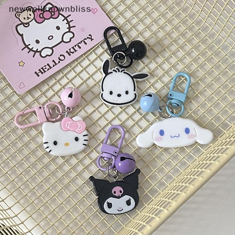 Newwellknownbliss 1PC Sweet Girl Heart จี้น่ารัก Bell Line Sanrio Cinnamorol Kuromi Pochacco KT แมวพวงกุญแจประณีตของขวัญเพื่อนที่ดีที่สุด CCD