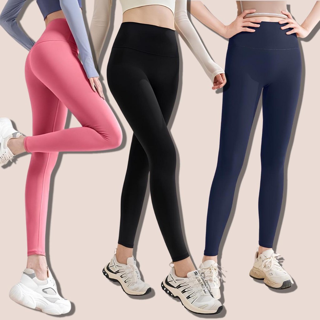 กางเกงออกกำลังกาย ผู้หญิง กางเกงโยคะ ขายาว เอวสูง เก็บพุง กระชับสัดส่วน พร้อมส่งจากไทย Size S-3XL
