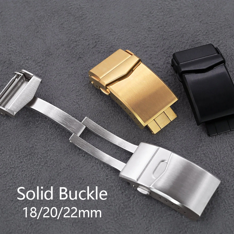 สแตนเลสสตีลหัวเข็มขัด 18 มม.20 มม.22 มม.สายนาฬิกา Clasp Double Lock ปุ่มคุณภาพสูงความปลอดภัย Deployment หัวเข็มขัด