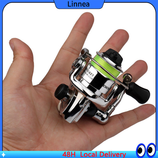 Lin Mini 100 ประเภท Spinning Fishing Reel พร้อมที่จับแบบพลิกกลับได้ 4.3:1 อัตราทดเกียร์ตกปลาสําหรับน้ําเค็มน้ําจืด