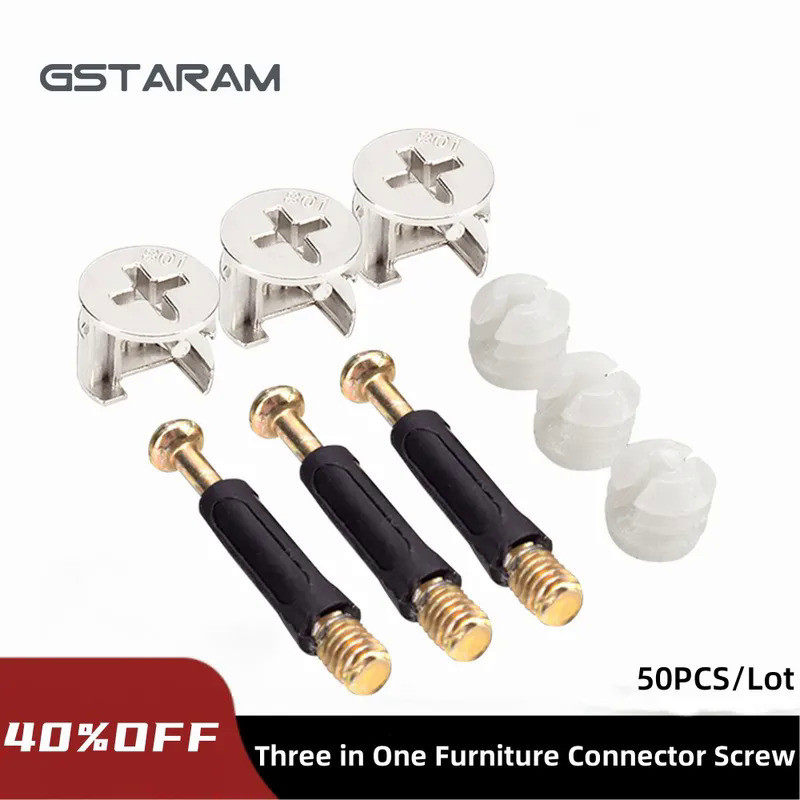 50PCS Three in one Furniture Connector Screw Cam Screw Eccentric Wheel Nut Furniture Connection Acce