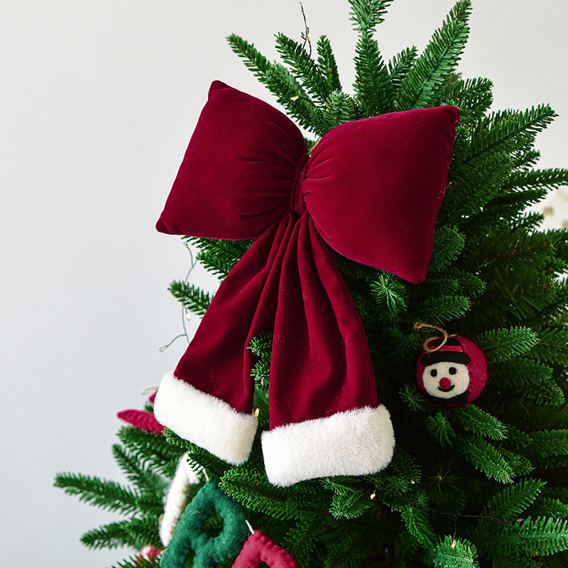 ใหม่คริสต์มาสbowknotกํามะหยี่สีแดงสามมิติโบว์ต้นคริสต์มาสตกแต่งจี้ใหม่xmas Home Partyเครื่องประดับ