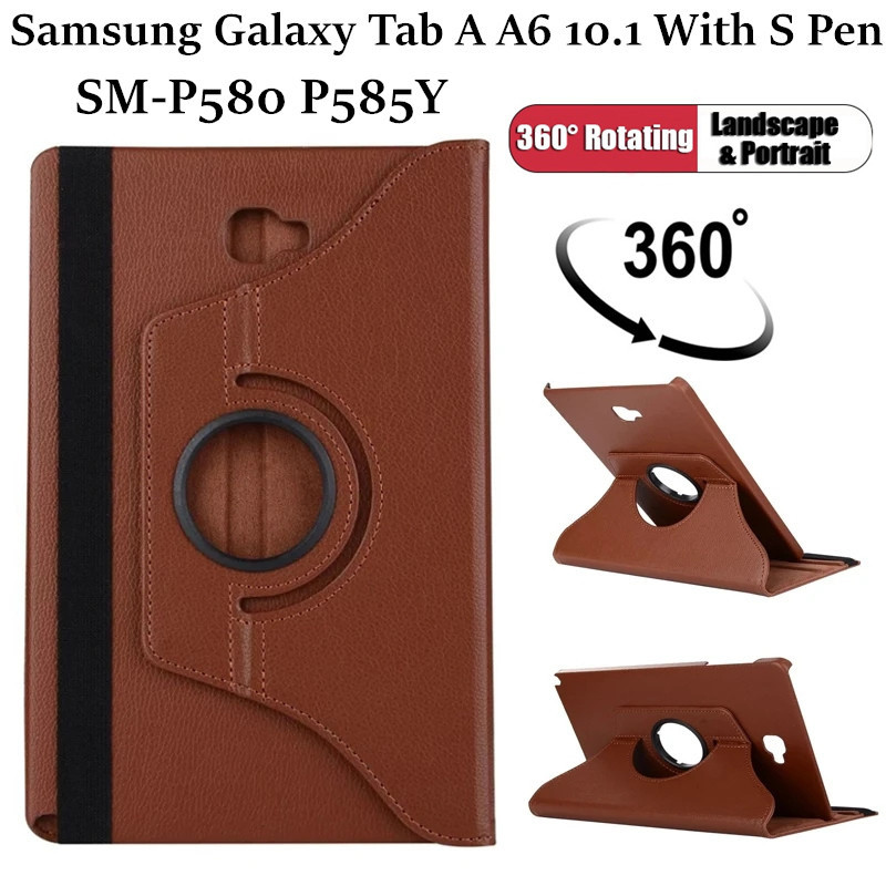 สําหรับ Samsung Galaxy Tab A A6 10.1 พร้อมปากกา S 2016 SM-P580 P580 P585 360 หมุนซองหนังสําหรับ SM-P585Y กรณี