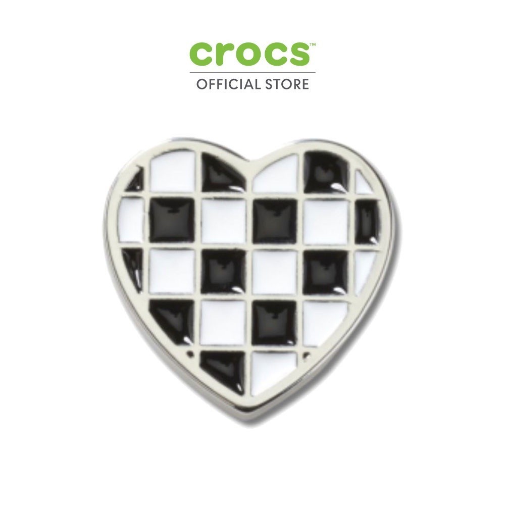 CROCS ตัวติดรองเท้า JIBBITZ SILVER CHECKERBOARD HEART รุ่น 10012307