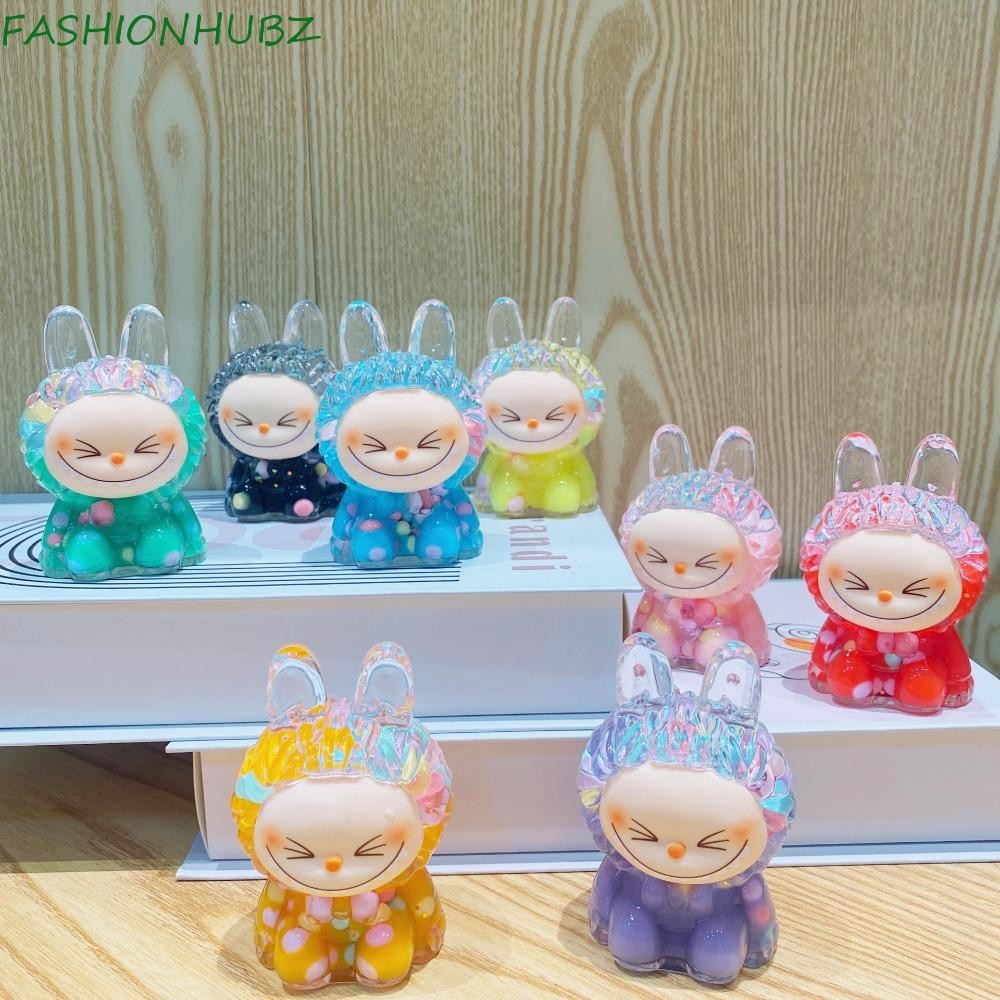 Fashionhubz Candy Color Labubu ตุ๊กตา,สีสันลูกปัดเงาการ์ตูนอะคริลิค Labubu ของเล่น,คอลเลกชันประกายน่ารัก 3D Labubu เครื่องประดับขนาดเล็กคู่ของขวัญ