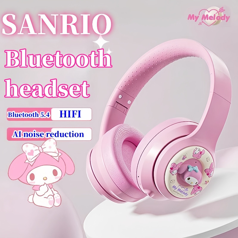 Sanrio ชุดหูฟังบลูทูธไร้สาย My Melody Kuromi HIFI+70H Wireless Headphones ลดเสียงรบกวน RGB 5.4 นของขวัญสาว Headphones