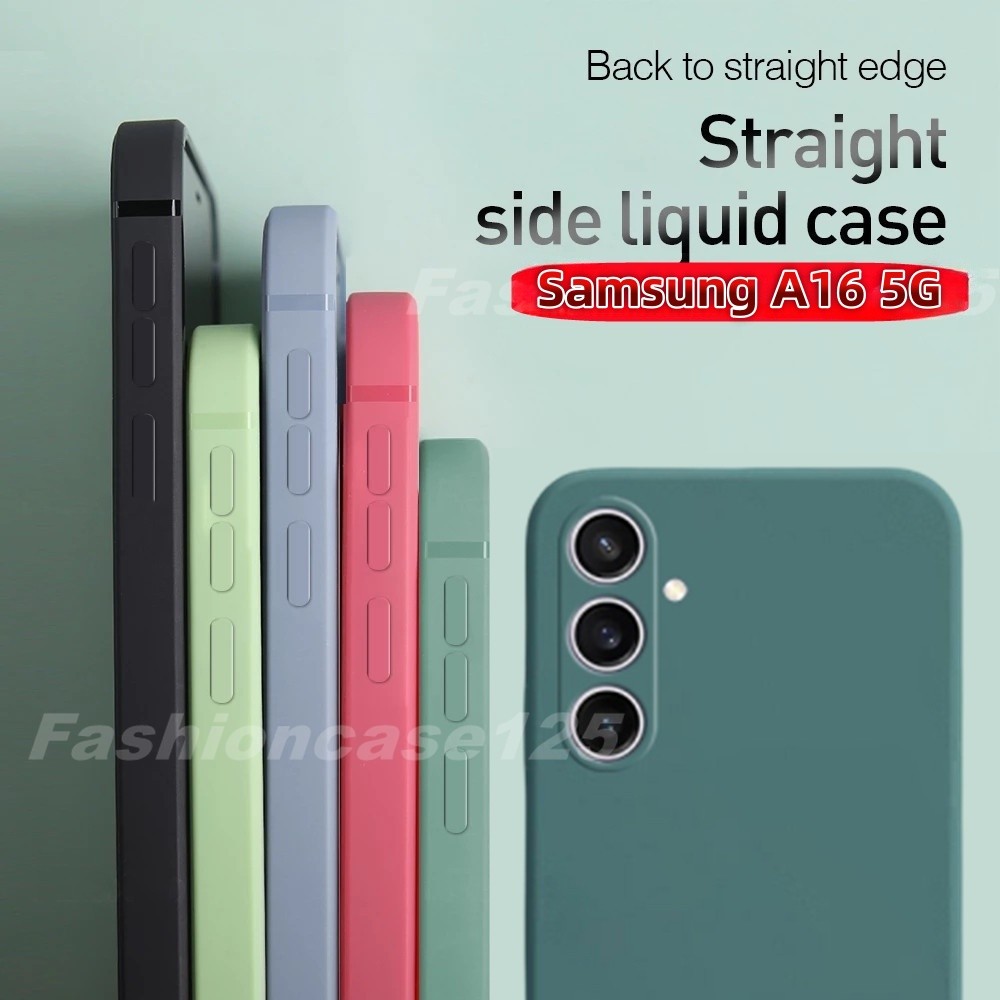 Samsung A16 5G 2024 เคสซิลิโคนเหลวสําหรับ Samsung Galaxy A16 A26 A36 A56 ขอบตรงนุ่มยืดหยุ่น TPU กันชนฝาครอบโทรศัพท์กลับปลอกง่ายกันกระแทกสีทึบ Anti Drop