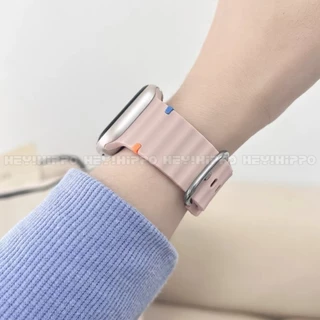 สายซิลิโคนคลื่นเหมาะสําหรับสมาร์ทวอทช์ซีรีส์ 10/9/8/7/6/5/SE/4/3 การออกแบบที่ตัดกันเหมาะสําหรับ iwatch 49/46/45/44/42/41/40/38 มม.