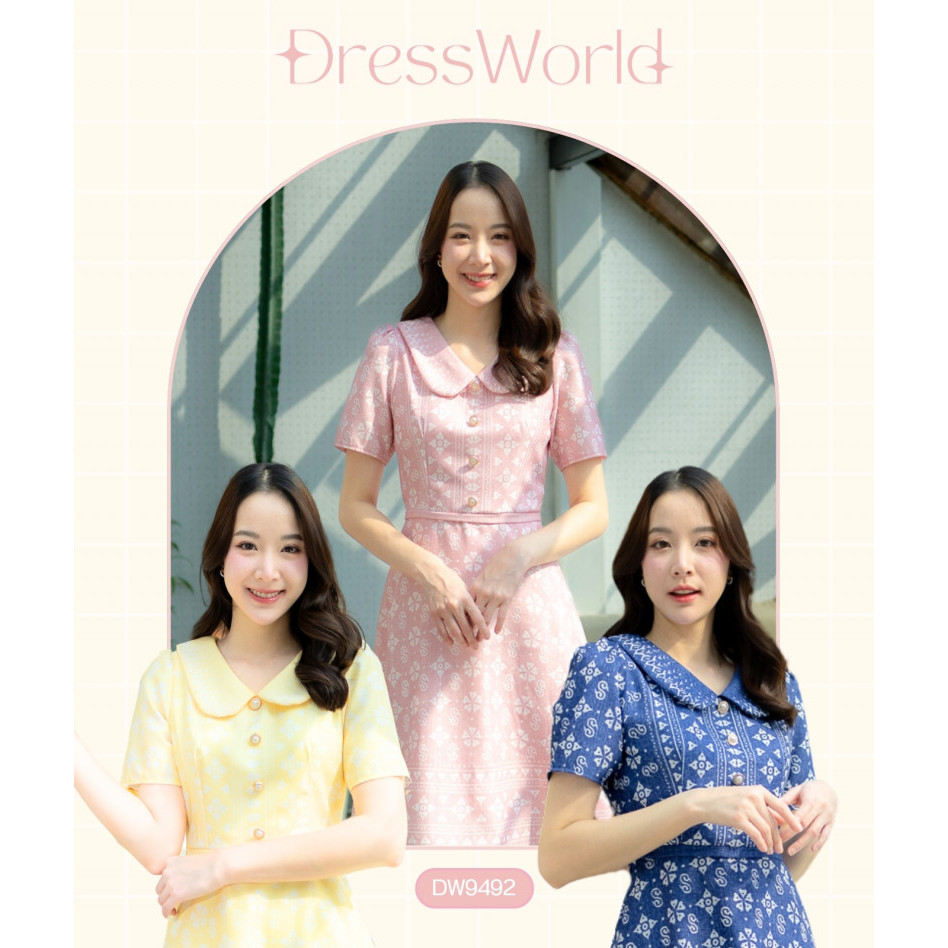 Fairyangelstore - เดรสคอบัวลายไทย (DW9492)
