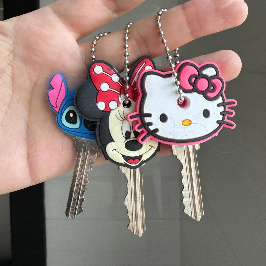 พวงกุญแจร้อน ใหม่ Melody KT มาถึง Avenger Minnie Key Chains Spider การ์ตูน Man Cat Key Cover Caps พว