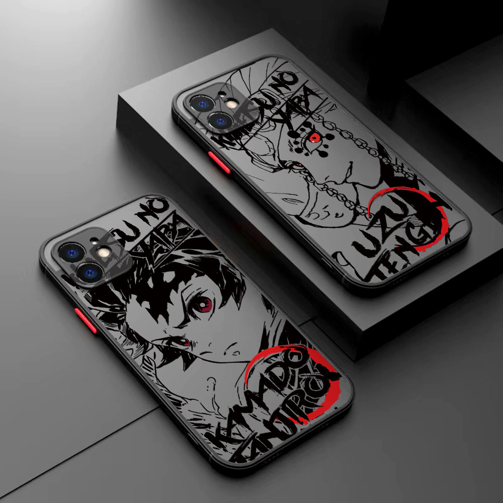 Demon Slayer Uzui TanjirouปลอกสําหรับiPhone 16 15 14 Plus 13 12 Mini 11 iPhone16 Pro Max X Xs XR 7 8 เคสโทรศัพท์ผิวสัมผัสClear Matte Hardสีดําปก