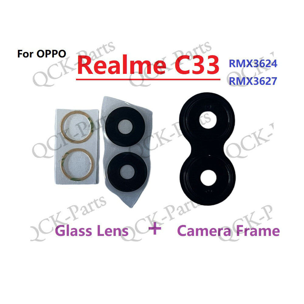 ฝาครอบเลนส์กล้องกระจกด้านหลังสําหรับ Realme C33 RMX3624 RMX3627 พร้อมสติกเกอร์