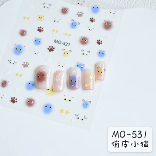 สติ๊กเกอร์ติดเล็บแมวน่ารักแมวสีขาวน้อยไล่โทนสีคิตตี้การ์ตูนโบว์กรงเล็บแมวพร้อมกาวด้านหลังสติกเกอร์ตกแต่งเล็บสติ๊กเกอร์ ทําเอง