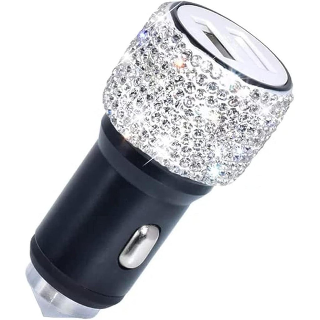 Dual USB Car Charger Bling Handmade Rhinestones คริสตัลตกแต่งรถสําหรับ Fast Charging รถสําหรับ iPhon