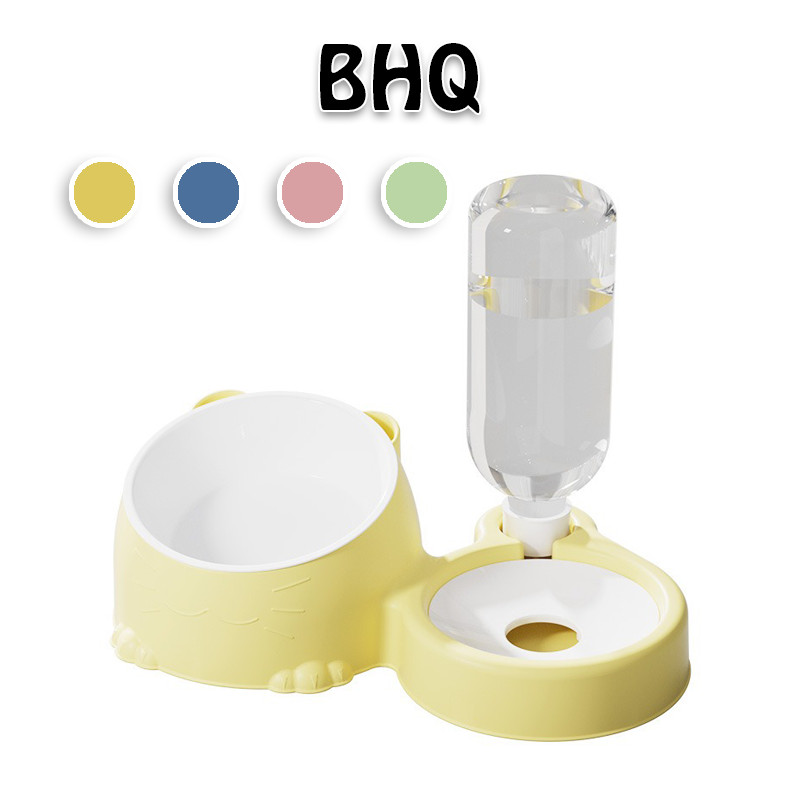 BHQ ชามอาหารสัตว์ ชามสแตนเลส ที่ให้น้ำสัตว์เลี้ยง ที่ให้อาหารสัตว์เลี้ยง 2in1 ที่ให้อาหาร-น้ำอัตโนมัติ เกรดพรีเมี่ยม