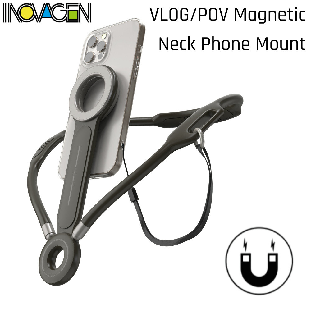 Inovagen Magnetic Neck Mount สําหรับโทรศัพท์,พร้อมสายรัดนิรภัย,ที่วางโทรศัพท์มือถือแบบคล้องคอ POV/Vlog Selfie Mount,Hand Free Phone Neck Holder Video Recording for Phone 16 15 14 13 12 Seires
