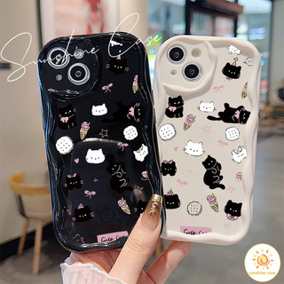 พร้อมส่ง เคสไอโฟน14น่ารัก ลายแมวคู่ขาวดำ ใช้ได้กับ IPhone11 12 13 14 15 16 ProPROMAX กันกระแทก 7/8PLUS X/XRXSXSMAXSE2020