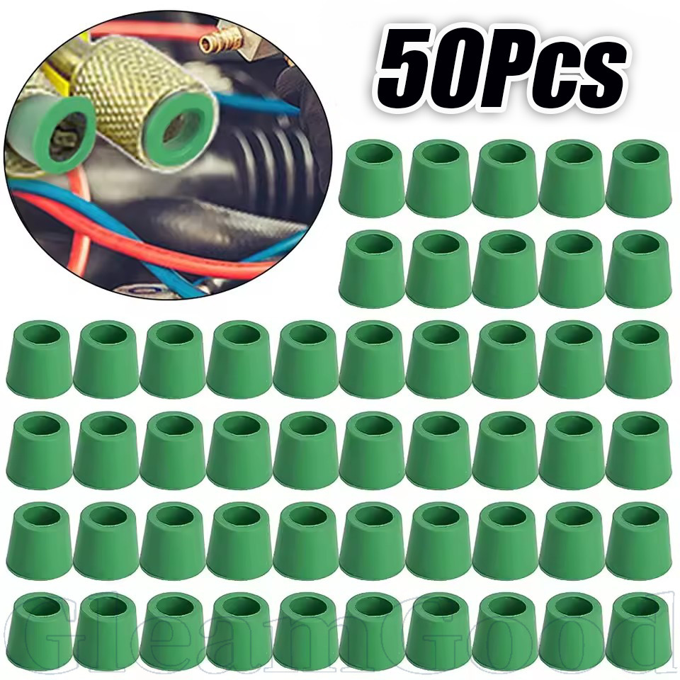 ชุดซ่อมโอริง HVAC 50 ชิ้นสําหรับเครื่องปรับอากาศรถยนต์, ซีลสีเขียว 50x9 มม. พร้อมความต้านทานการกัดกร่อน, เข้ากันได้กับเกจวัด Manifold 1/4 "