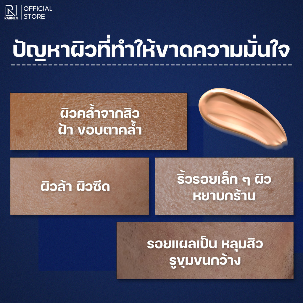 BBCream RAUMEN 4 IN 1 คอนซีลเลอร์ รองพื้นควบคุมความมัน กันแดด SPF30+ & PA++++ ให้ชั้นรองพื้นฉ่ำโกลว์เสริมโทนสีธรรมชาติ