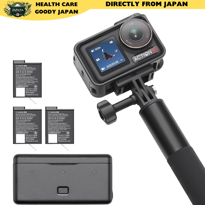 DJI Osmo Action 5 Pro Adventure Combo Action Camera with 4K 1/1.3-inch Sensor, 12-hour Long-lasting Battery (3 included), Anti-shake Stabilization, Dual OLED Touch Screens, Waterproof, Travel Vlog Camera, Wearable Camera for Video Shooting