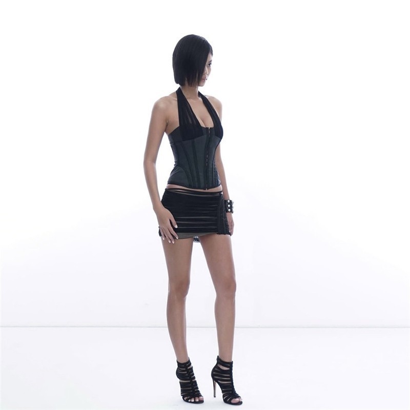 Kliou Halter Solid เสื้อกั๊กแขนกุดตาข่าย Patchwork ปิดไหล่ Backless Skinny ดูทินเนอร์ผู้หญิงเซ็กซี่ Casual Hot Chick Street สไตล์ - รูปที่ 5