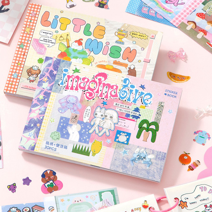 ไดลี่|30 แผ่น Double Spell M5 สติกเกอร์หนังสือเกาหลีน่ารักการ์ตูนหมายเหตุสติกเกอร์คู่มือ diy Cuckoo การ์ดตกแต่งวัสดุสติกเกอร์หนังสือคู่มือสติกเกอร์