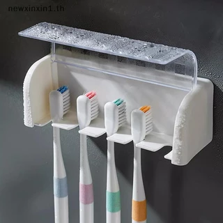 *NT* ที่วางแปรงสีฟันแบบติดผนังในห้องน้ําพร้อมฝาปิด 5 ช่องโดยไม่ต้องเจาะบ้านห้องน้ําชั้นเก็บแปรงสีฟันแบบยึดเอง {ที}