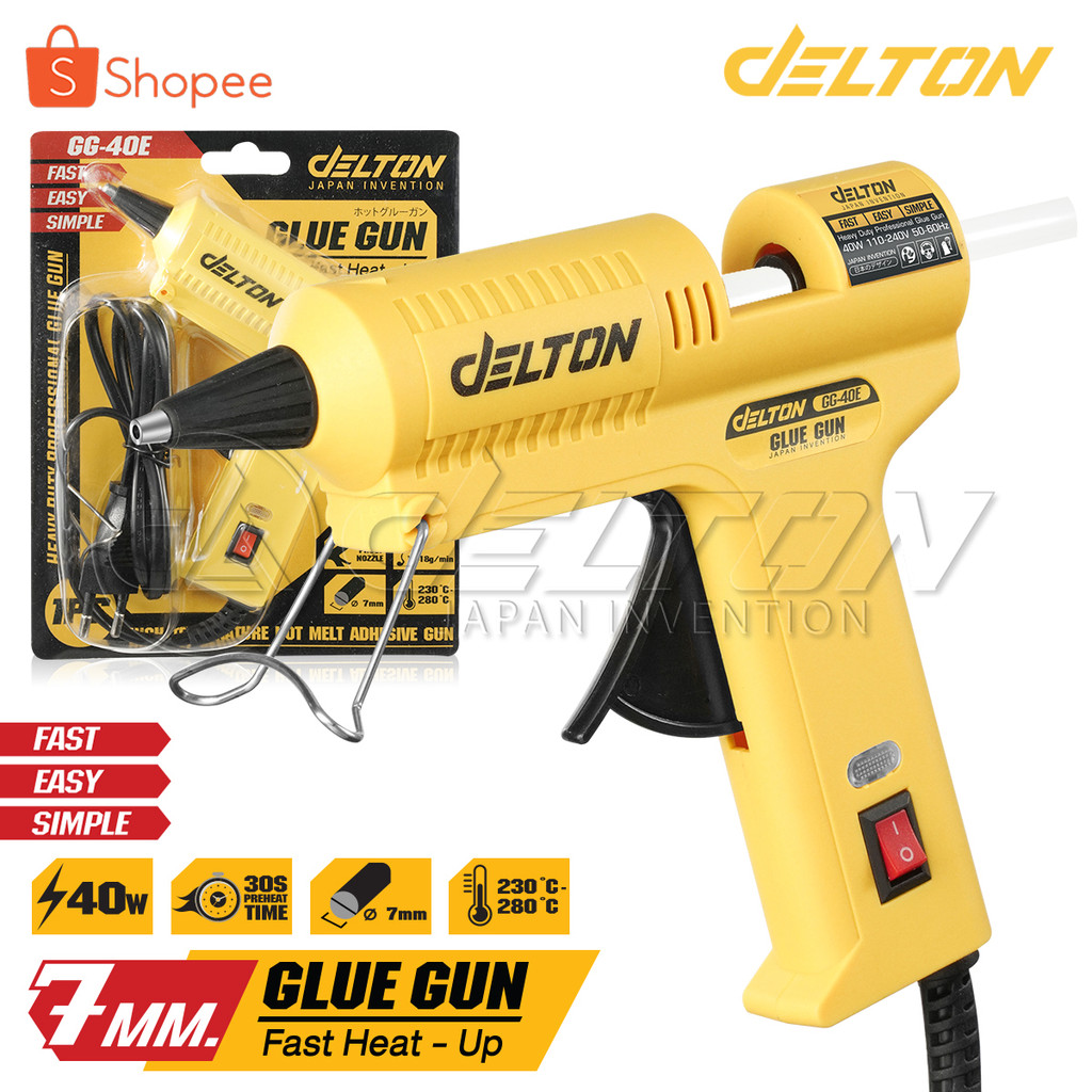 DELTON ปืนกาวไฟฟ้า 40 วัตต์ Electric Glue Gun สำหรับกาวแท่ง 7 มม. รุ่น GG-40E