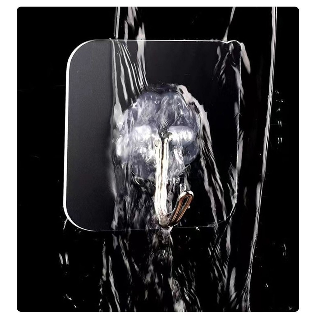 透明挂钩粘钩透明无痕粘钩贴钩厨房卫生间免打孔贴墙挂钩除螨Transparent hook, adhesive hook, transparent and traceless, adhesive hoo