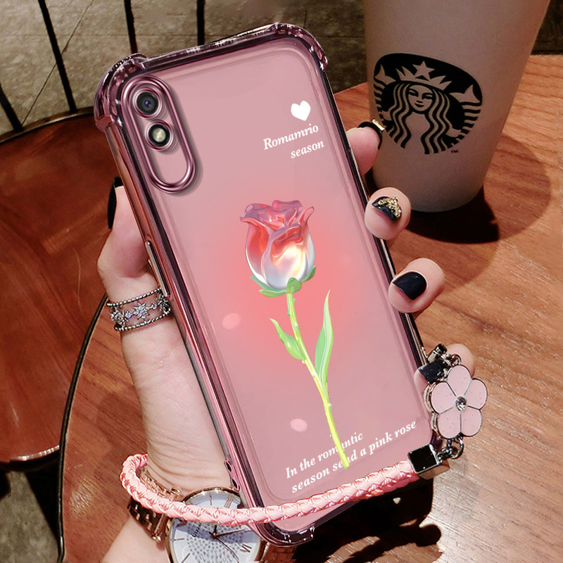 เคส เคสสำหรับโทรศัพท์ Redmi 9A เคสโทรศัพท์แบบหนาสี่มุม ปกป้องกันกระแทก โปร่งใส TPU เคสนุ่ม sjfsydmg