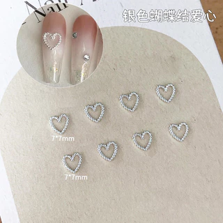 10ชิ้นชุดมินิโบว์แต่งเล็บเพชรเครื่องประดับ ผู้มีอิทธิพล ร้อนขายน่ารักหัวใจรักโบว์ผูกโลหะโลหะผสมสวมใส่เล็บอุปกรณ์แต่งเล็บ