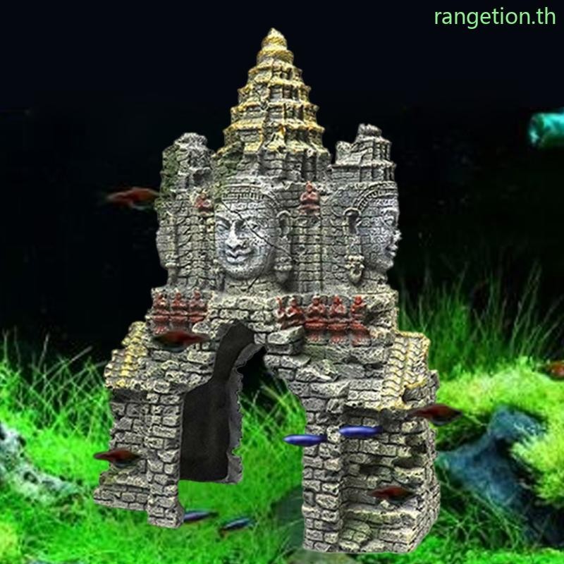Ran พิพิธภัณฑ์สัตว์น้ําเรซิ่นตกแต่งพระโพธิสัตว์ธีม Hideout Betta Cave FishTank อุปกรณ์เสริมสําหรับฤาษีปูกั้ง
