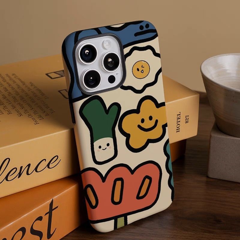 เคสโทรศัพท์ลายการ์ตูน Flower 2-in-1 เข้ากันได้กับ iPhone 15 Pro Max, Apple 17 16 14 Plus 11/12/13 Pro Max, เคสป้องกันกันกระแทกใหม่