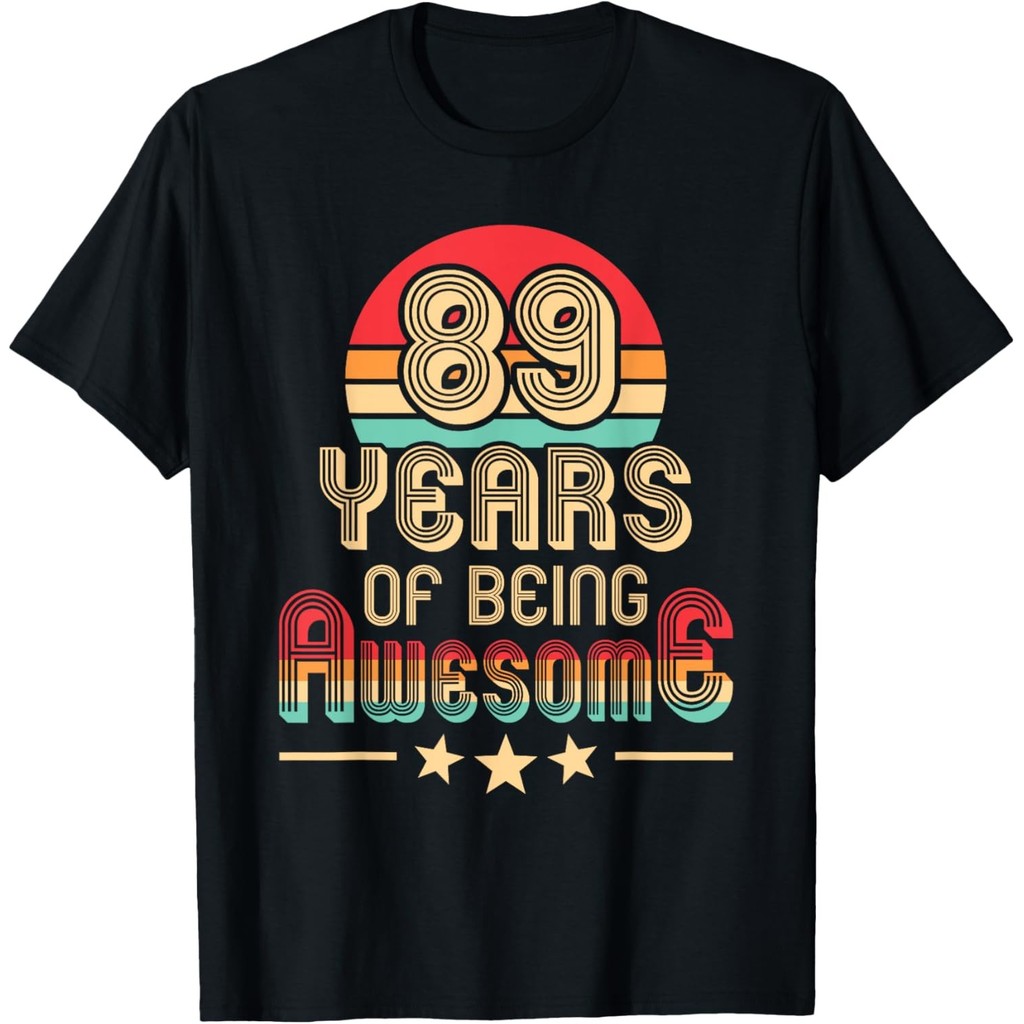89 Years Of Being Awesome 89 Years Old 89Th Birthday Retro เสื้อยืด