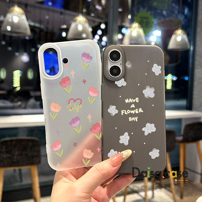 สําหรับIphone 16 pro Case 11 12 13 14 15Pro Max MAKE A FLOWER DAY Clear Frostedเคสโทรศัพท์TPU Soft 7