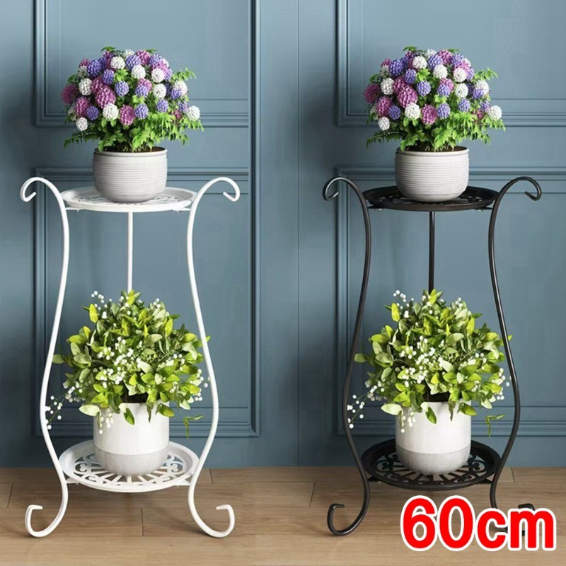 ขาตั้งกระถาง 2 ชั้น ที่วางดอกไม้ รับน้ำหนักได้มาก ความสูง 60cm ชั้นวางกระถางต้นไม้ การตกแต่งบ้าน