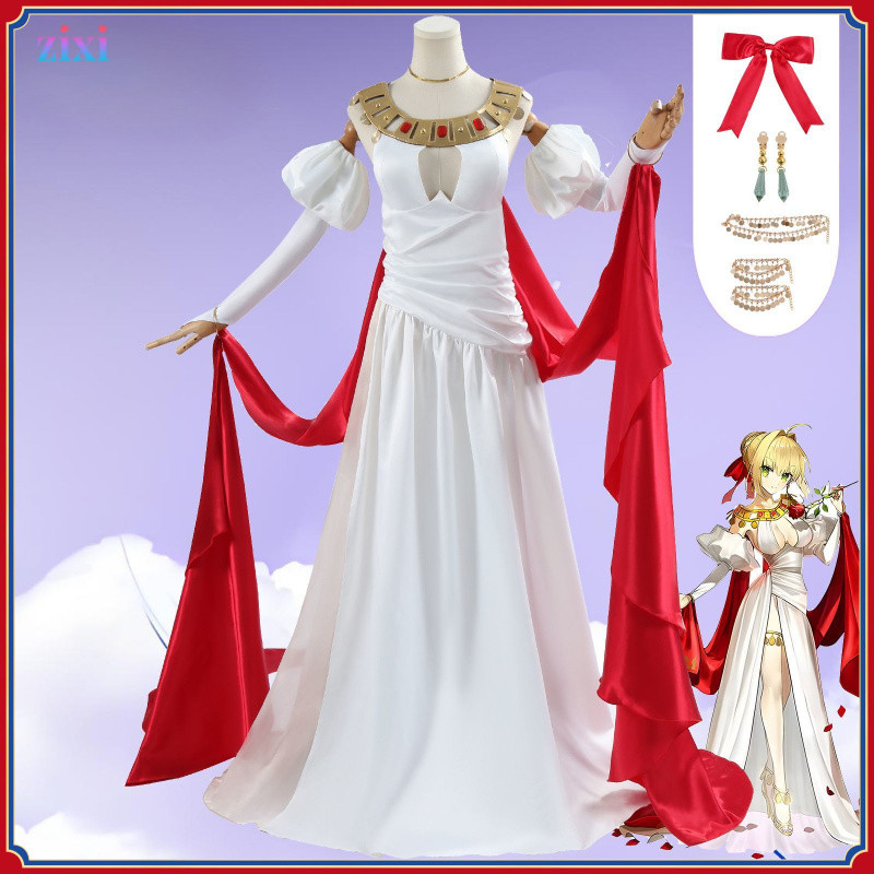 Fate/grand Order FGO Nilu งานแต่งงานชุด Cos เครื่องแต่งกาย Saber ชุดเกมคอสเพลย์เสื้อผ้าสําหรับผู้หญิ