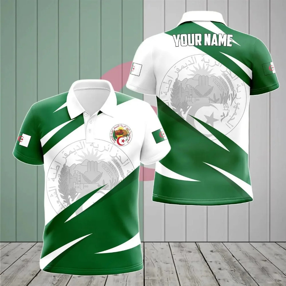 Algeria Flag Graphic T เสื้อสําหรับชายที่กําหนดเองชื่อเสื้อโปโลแฟชั่นฟุตบอลกีฬาเสื้อยืดฤดูร้อนสบายๆ 
