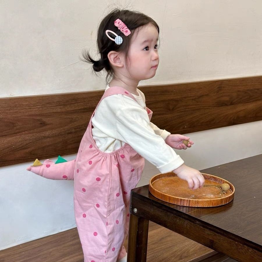 [1.20,000 คอลเลกชันคน] ชุดเอี๊ยมเด็กการ์ตูนกางเกงขายาวฤดูใบไม้ร่วง 2025 สไตล์ใหม่ ทั้งหมด-จับคู่ เด็กน่ารักสุดน่ารักหางไดโนเสาร์สาวทันสมัย❤4.14❤