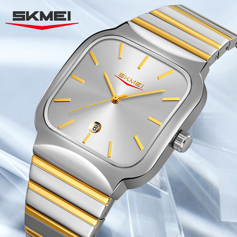 Skmei 9301 กันน้ําแฟชั่น High-End Square Steel Band นาฬิกาควอตซ์คู่พร้อมสต็อก