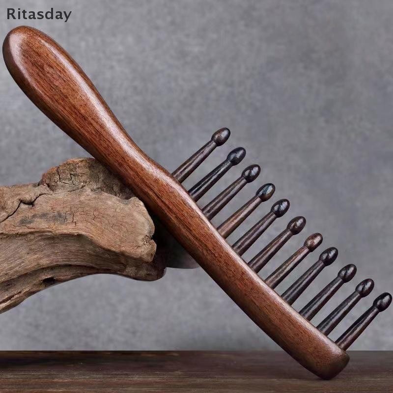 Ritasday ธรรมชาติหวี Meridian นวด Anti-static -snags กว้างฟันหวีสําหรับผู้หญิงสาวตรงผมหยิกใหม่
