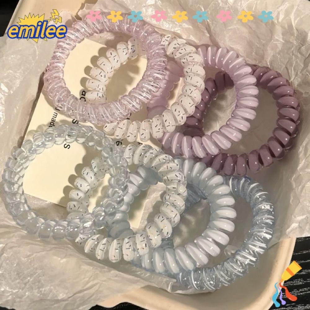 เอมิลี 4ชิ้นโทรศัพท์ลวดคาดศีรษะ,สร้อยข้อมือยืดหยุ่นสูงเล็กๆน้อยๆสดเชือกผมชุด,ฤดูร้อน เกลียว เกาหลีมิ้นท์มะพร้าวผมหางม้าสายรัดผู้หญิงสาวอุปกรณ์ผม