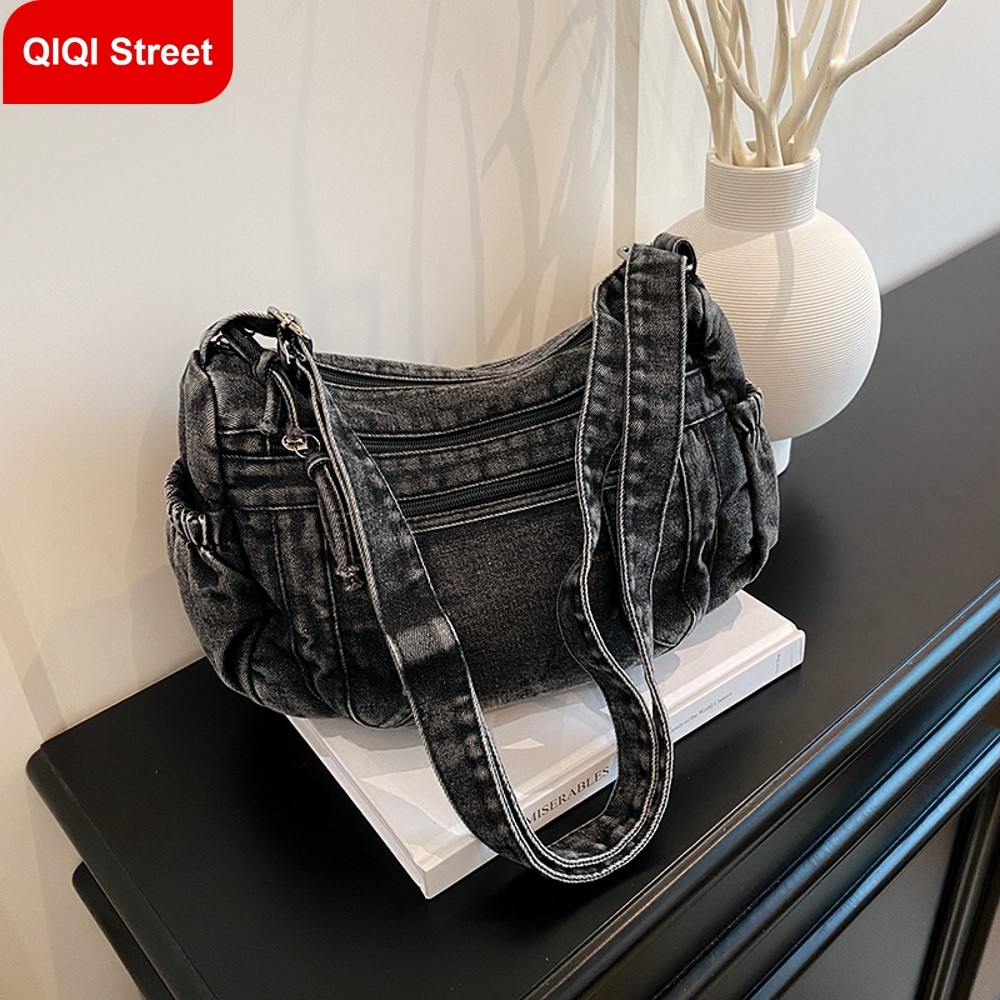 กระเป๋าสะพายข้างผู้หญิง,ผ้ายีนส์กันน้ํา กระเป๋าเดินทางคลาสสิก