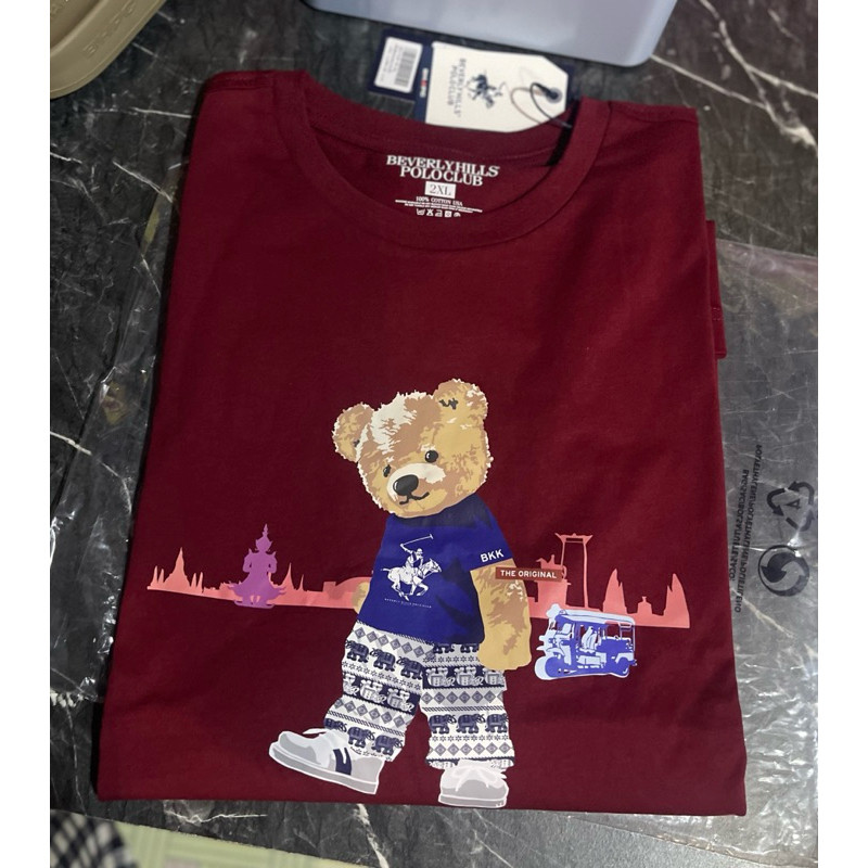 💙HOT เสื้อยืดคอกลมลายหมีผู้ชาย Beverly hill polo club ของแท้285บาท Men Unisex